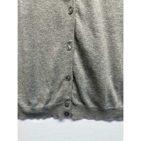 J.Crew Gray Ruffle Front Cardigan Sweater 100% Cotton Size M - Picture 3 of 11